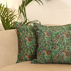 Green - set of 2 bagru hand pillow covers 12 - handcrafted