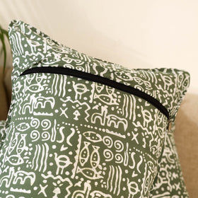 Green Set of 2 Hand Batik Print Cotton Pillow Covers
