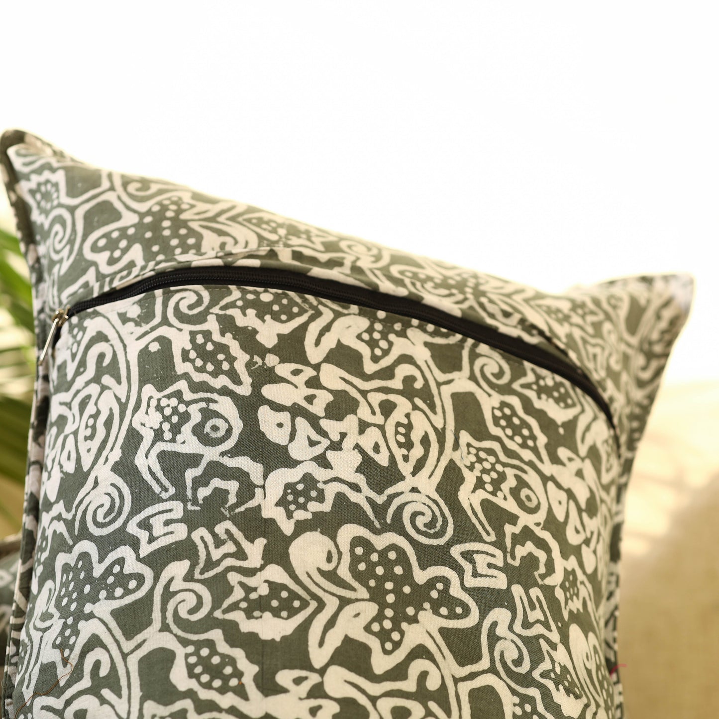 Buy Green Set of 2 Hand Batik Print Cotton Pillow Covers