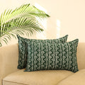 Buy Set of 2 Green Hand Batik Print Cotton Pillow Covers