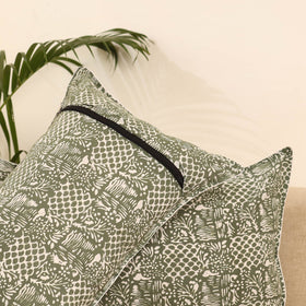 Green - set of 2 hand batik pillow covers 06 - handcrafted