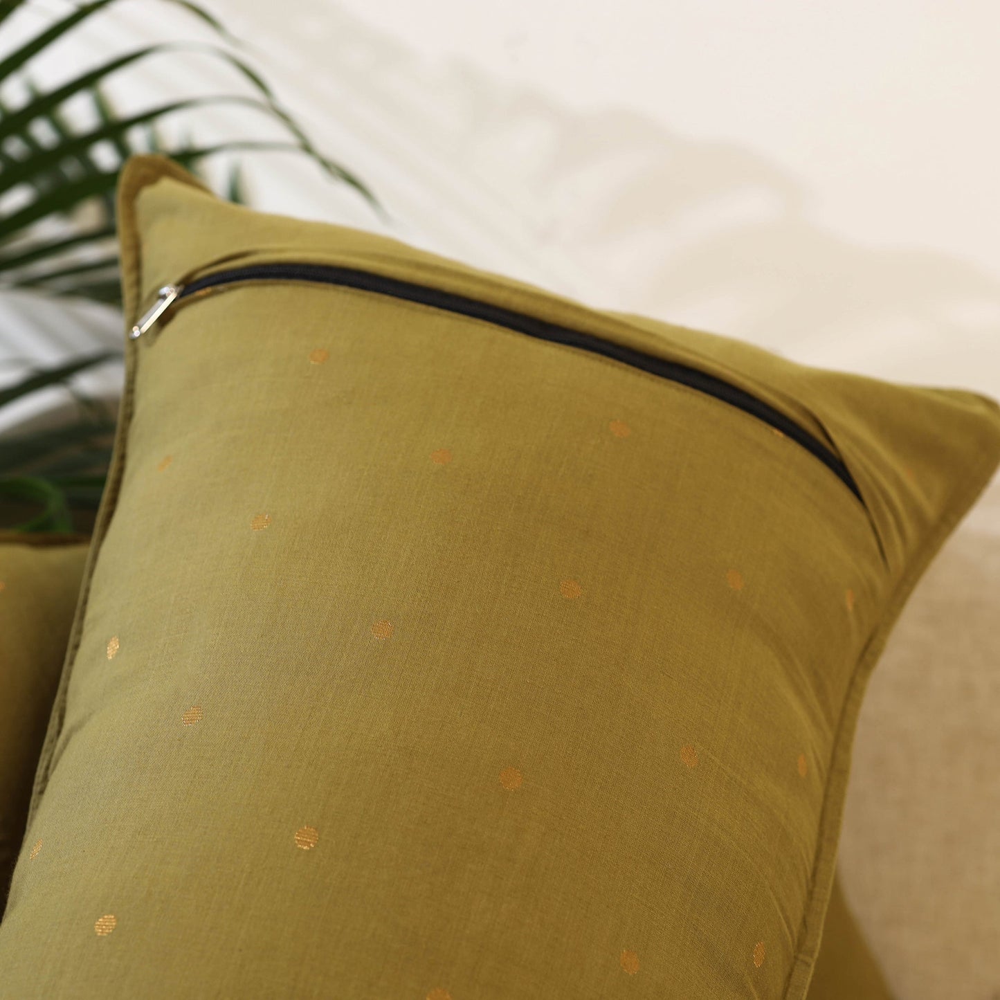 Buy Set of 2 Green jacquard Cotton Pillow Covers