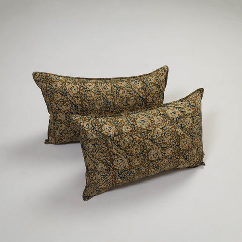 Green - set of 2 kalamkari cotton pillow covers 16
