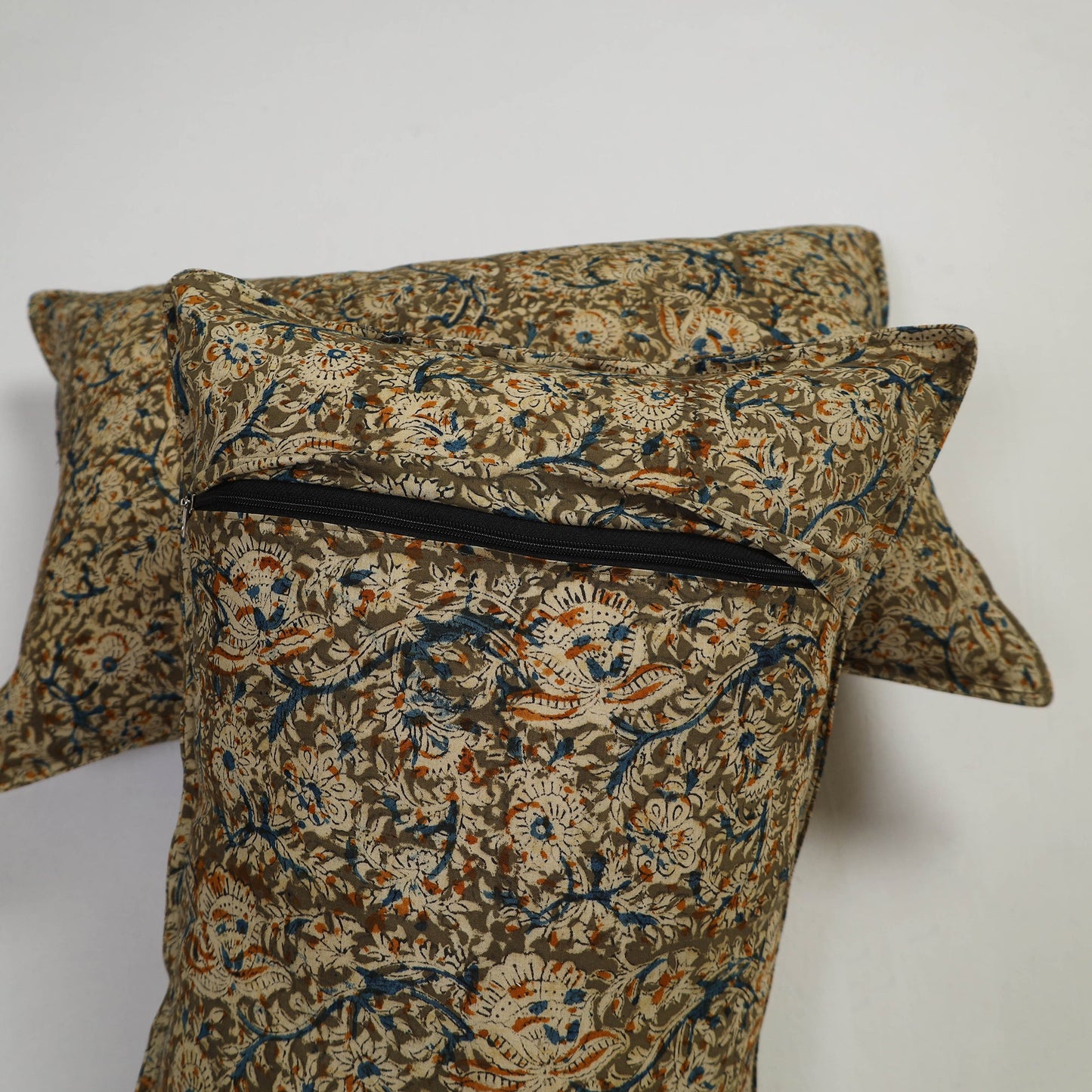 Green - set of 2 kalamkari cotton pillow covers 16