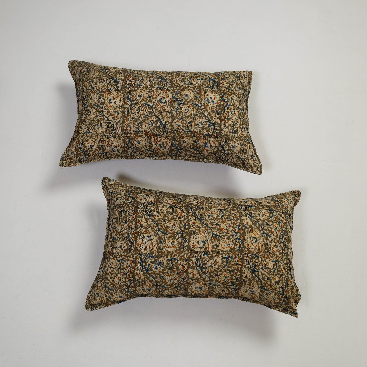 Green - set of 2 kalamkari cotton pillow covers 16