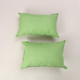 Green - set of 2 kantha stitch cotton pillow covers 28