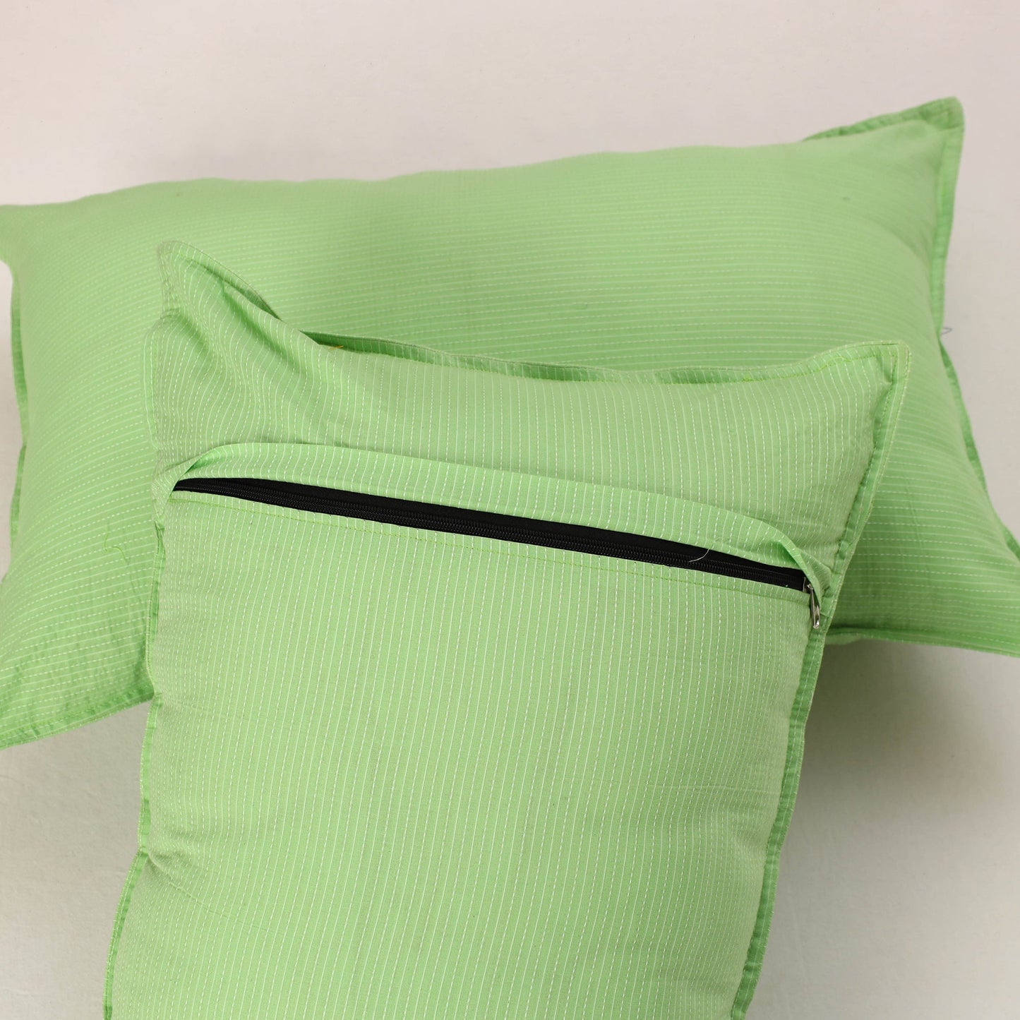 Green - set of 2 kantha stitch cotton pillow covers 28