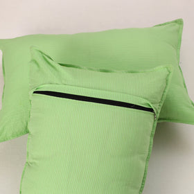 Green - set of 2 kantha stitch cotton pillow covers 28