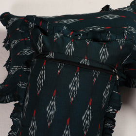 Green - set of 2 pochampally ikat cotton frill pillow