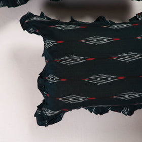 Green - set of 2 pochampally ikat cotton frill pillow