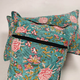 Green - set of 2 sanganeri cotton pillow covers 38