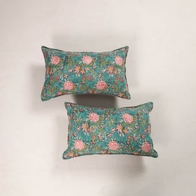 Green - set of 2 sanganeri cotton pillow covers 38