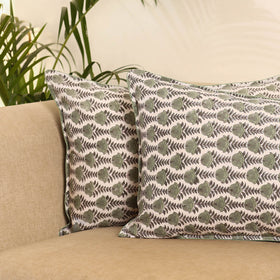 Green - set of 2 sanganeri pillow covers 04 - handcrafted