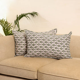 Green - set of 2 sanganeri pillow covers 04 - handcrafted