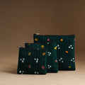 Green - set of 3 - handmade cotton utility pouches 11