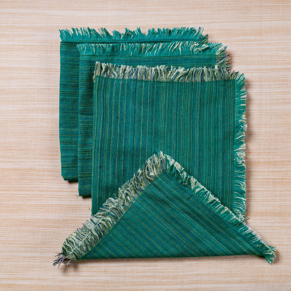  Green Handspun Handwoven Double Side Pure Cotton Table Napkins