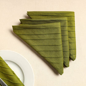 Green Set of 4 - Pintuck Plain Cotton Table Napkins (18 x 18 in) 12