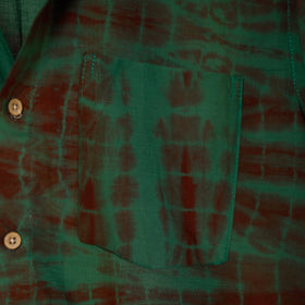 Green - shibori tie-dye mul cotton men half sleeve shirt