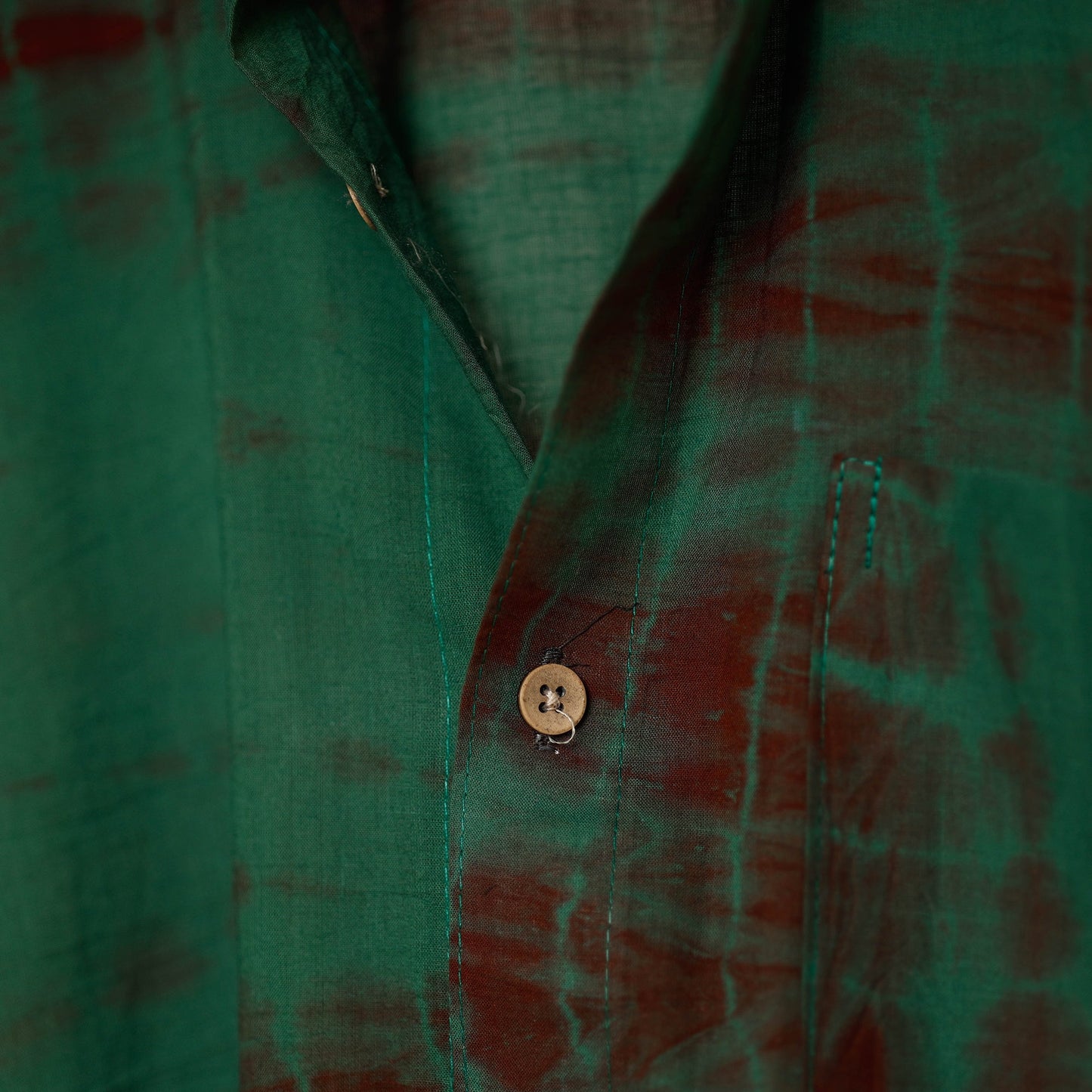 Green - shibori tie-dye mul cotton men half sleeve shirt