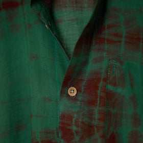 Green - shibori tie-dye mul cotton men half sleeve shirt