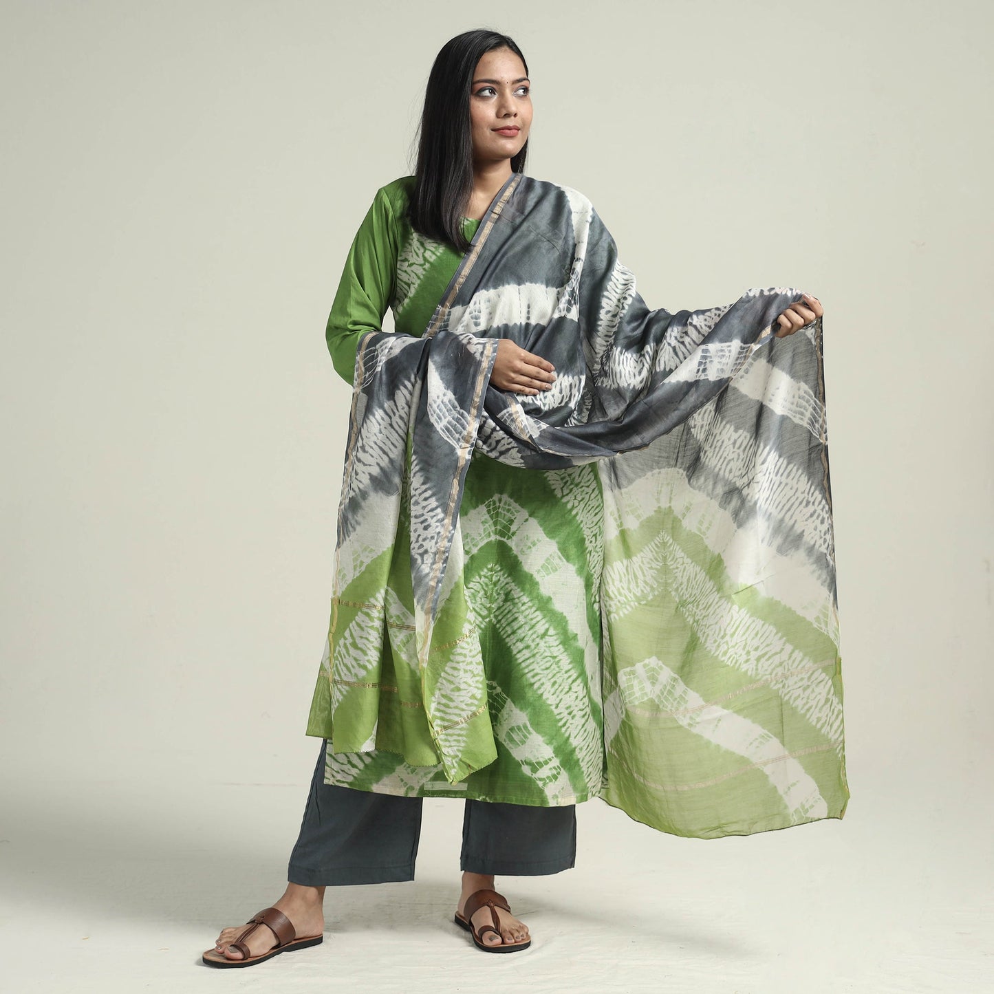 Shibori Kurta with Palazzo & Dupatta Set
