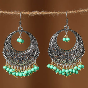 Green Shipra German Silver Beaded Earrings