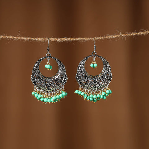 Green Shipra German Silver Beaded Earrings