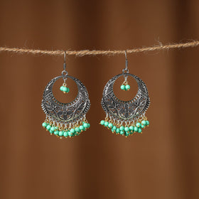 Green Shipra German Silver Beaded Earrings