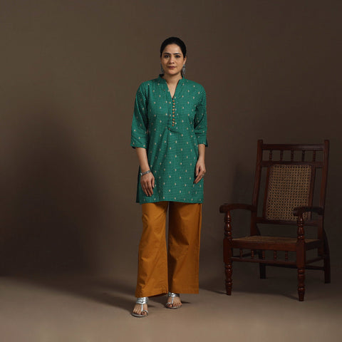 Short cotton jacquard kurta for women 17 - handcrafted