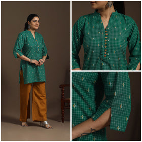 Short cotton jacquard kurta for women 17 - handcrafted