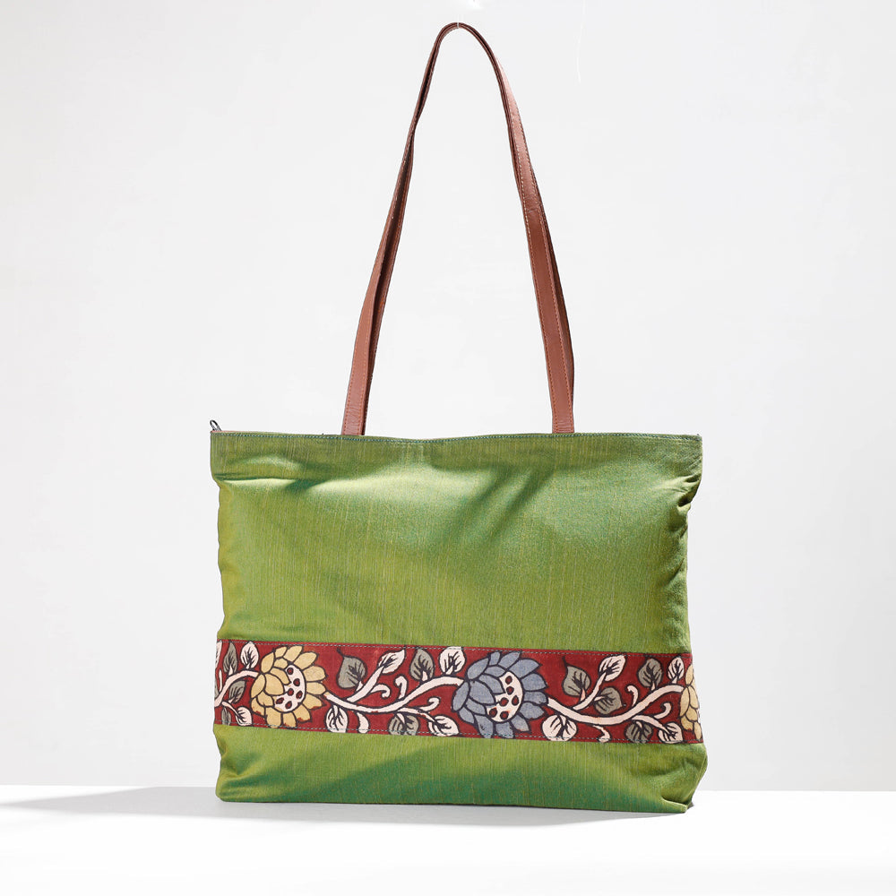  Shoulder Bag - Handpainted Kalamkari Natural Dyed Ghicha Silk 