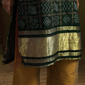 Green - silk bandhani kurta set with lagdi patta (set of 2)