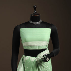 Green - silk cotton cutwork buti banarasi saree 55