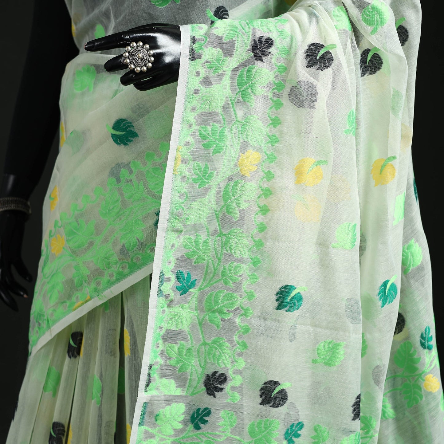 Silk cotton dhakai jamdani saree 05 - handcrafted