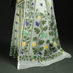 Silk cotton dhakai jamdani saree 11 - handcrafted