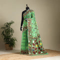 Green - silk cotton dhakai jamdani saree 12 - handcrafted