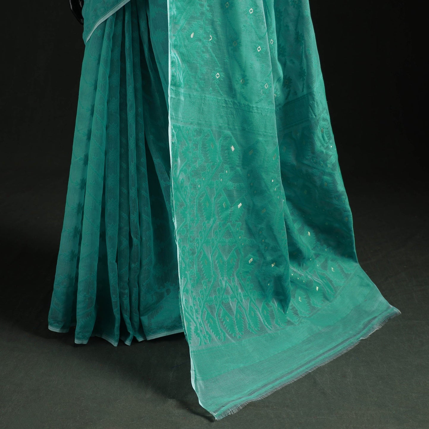 Silk cotton dhakai jamdani saree 18 - handcrafted