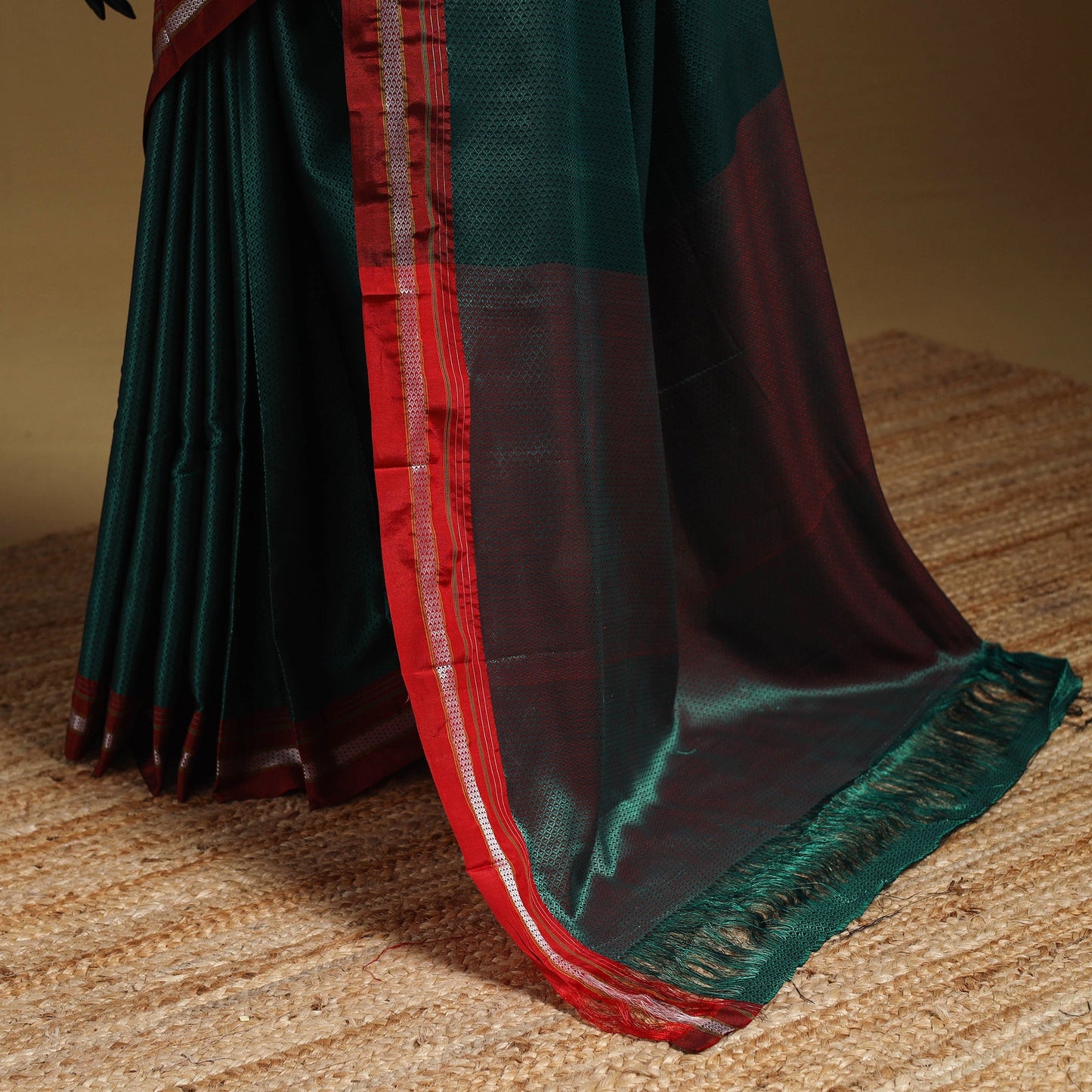 Silk cotton khun saree with ilkal pallu chikki paras border