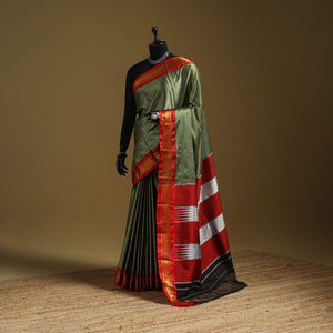 Silk cotton khun saree with ilkal pallu chikki paras border