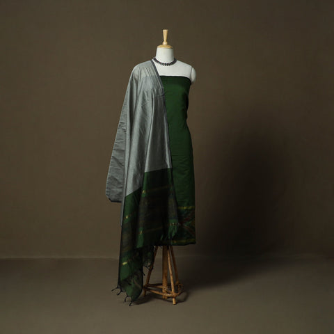 Handloom silk cotton pochampally ikat 3pc unstitched dress