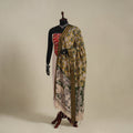 Green - silk cotton printed kalamkari dupatta with nizam