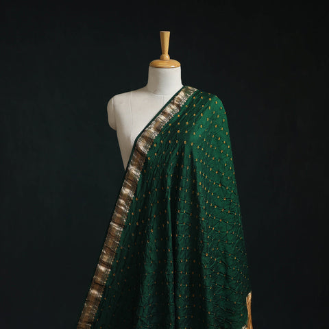 Silk tie-dye bandhani fabric with zari border 24
