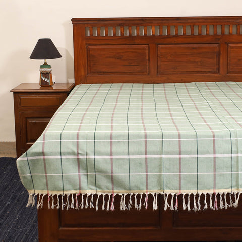 Green - single handloom cotton bed sheet (90 x 60 in) 67