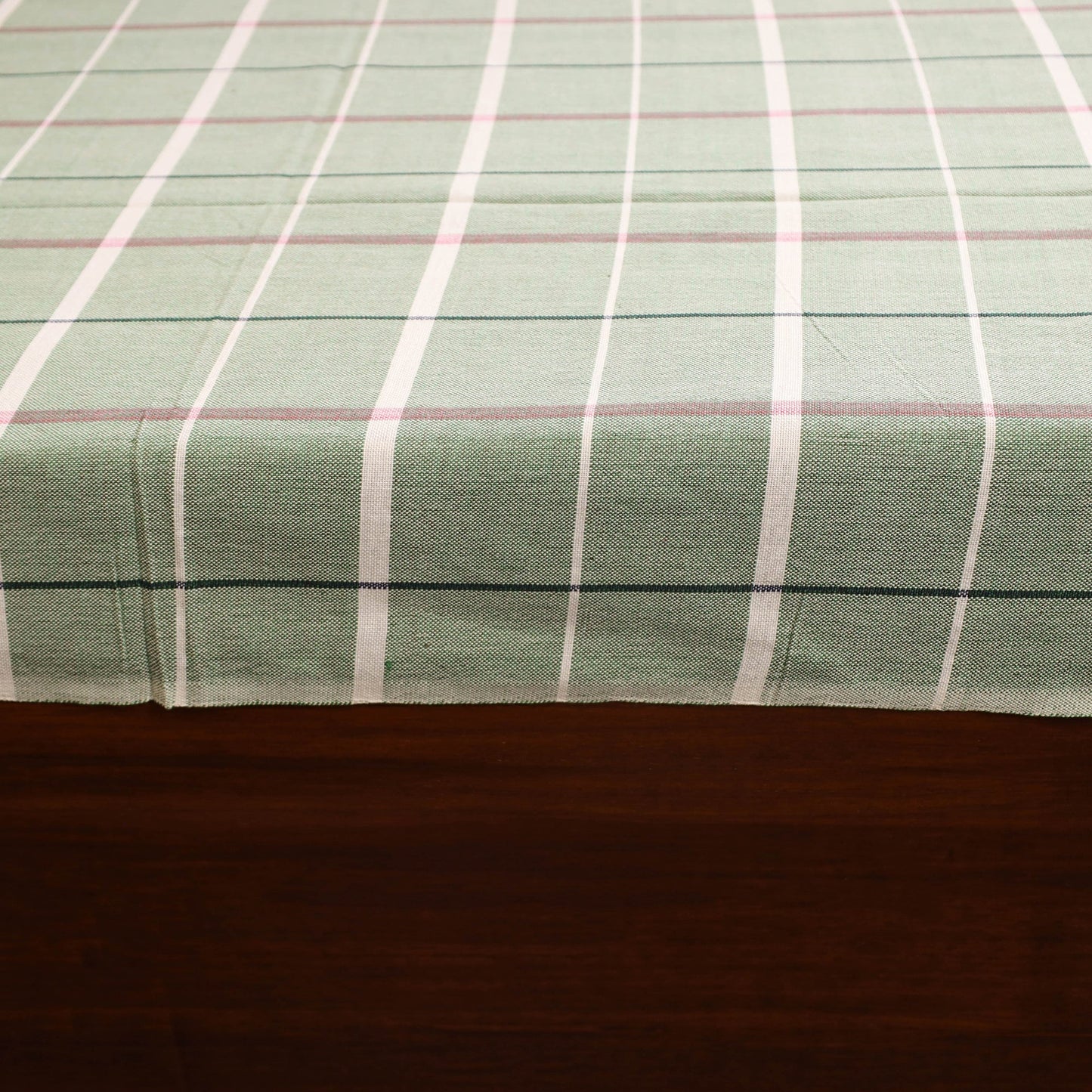 Green - single handloom cotton bed sheet (90 x 60 in) 67