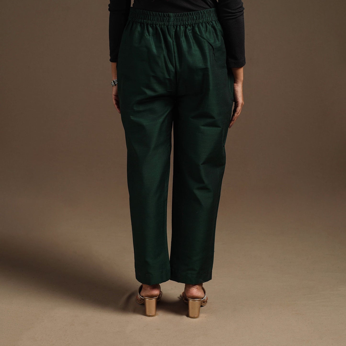 Slub silk elasticated plain pant 01 - handcrafted