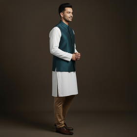 Slub silk men plain nehru jacket 14 - handcrafted