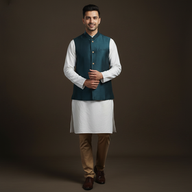 Slub silk men plain nehru jacket 14 - handcrafted