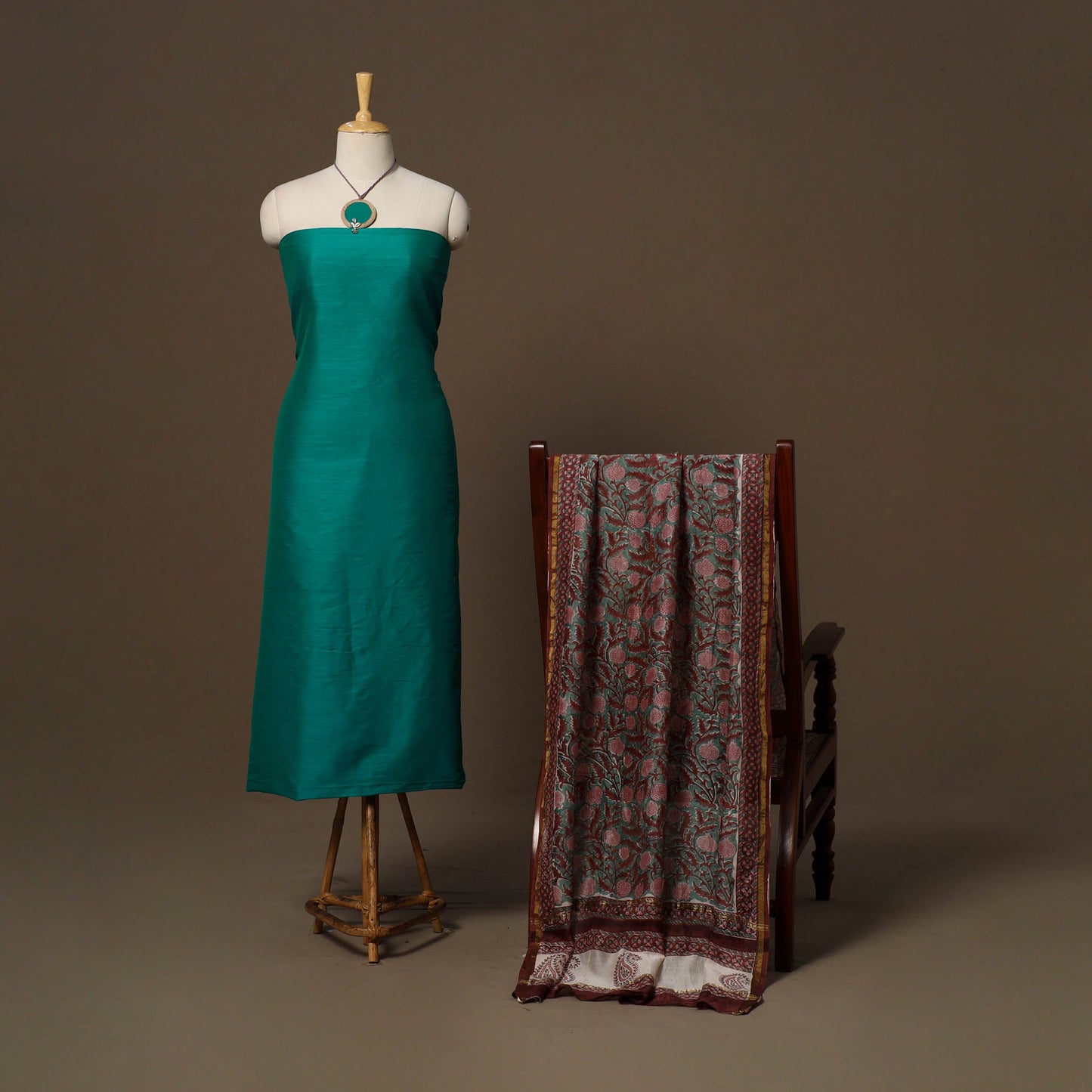 Slub silk plain 2pc unstitched dress material