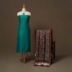 Slub silk plain 2pc unstitched dress material
