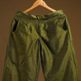 Green - slub silk plain palazzo 06 - handcrafted